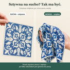 Sucha ściereczka jest sztywna, po zmoczeniu miękka