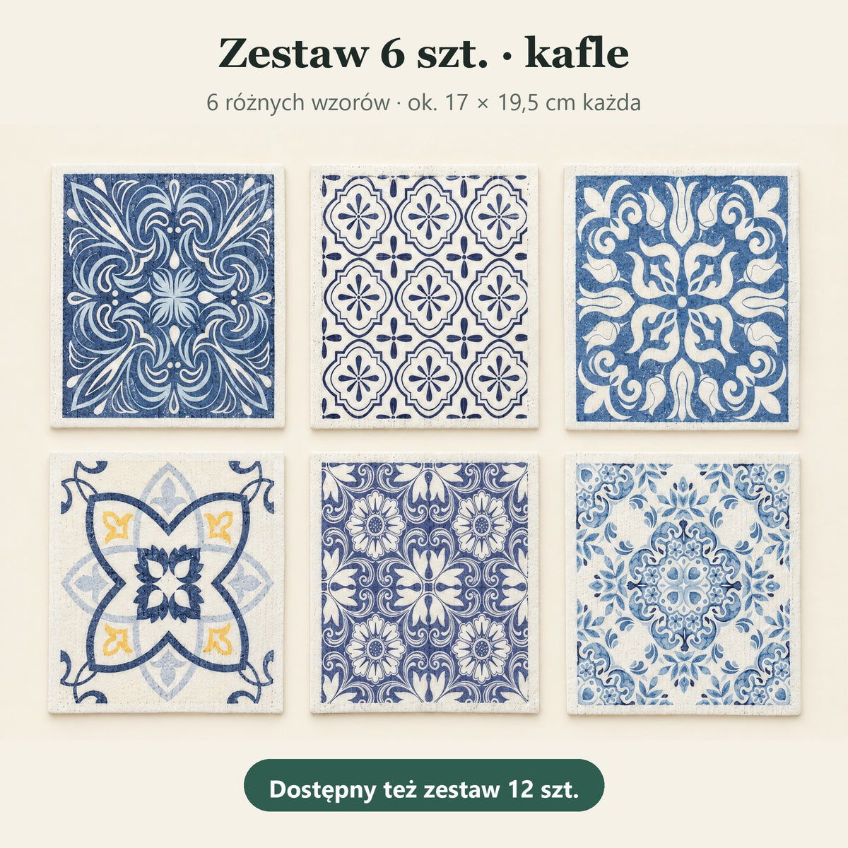 Zestaw 6 szt. – niebieskie kafle